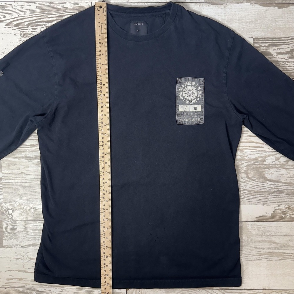 10.Deep Shirt Mens XL Blue Tenth Division Long Sleeve Graphic Tee Japan Patch - Picture 9 of 10